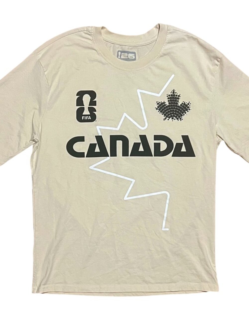 Canada FIFA World Cup 2026 Licensed Cream Graphic T-Shirt, Men's Small